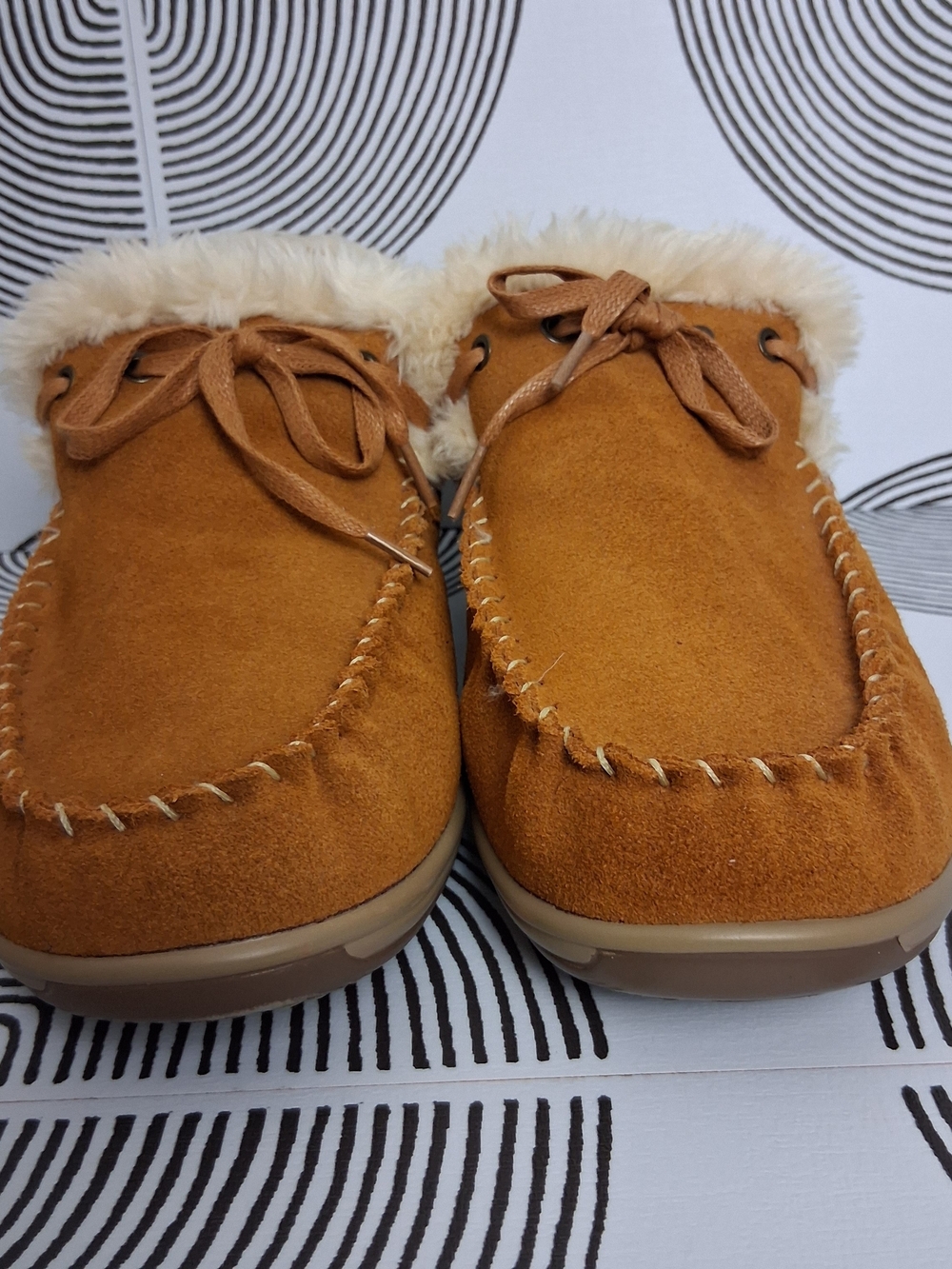 Orthofeet Womens 10 Wide Brown Faux Fur Lined Comfort Slip On Moccasin Slippers - Picture 3 of 13
